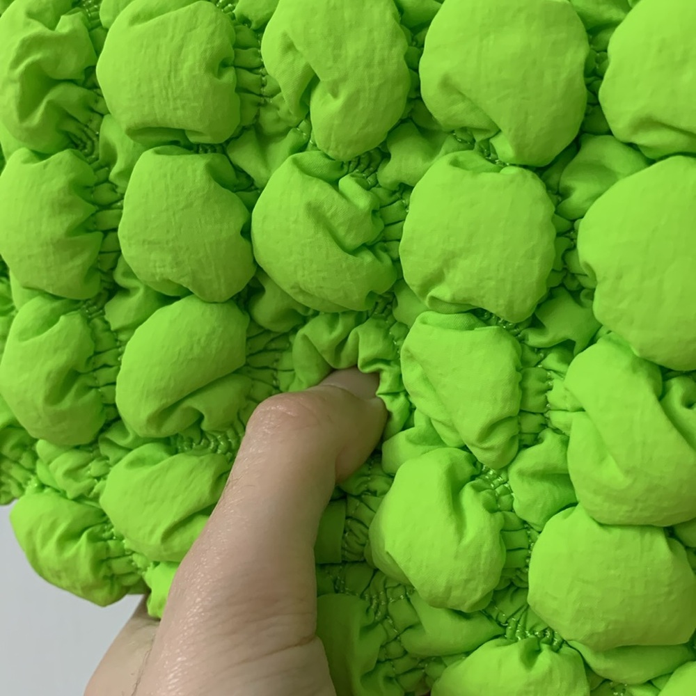 Neon Yellow / Green (Lime Green) Quilted Nylon Puff Bag - Picture 8 of 17